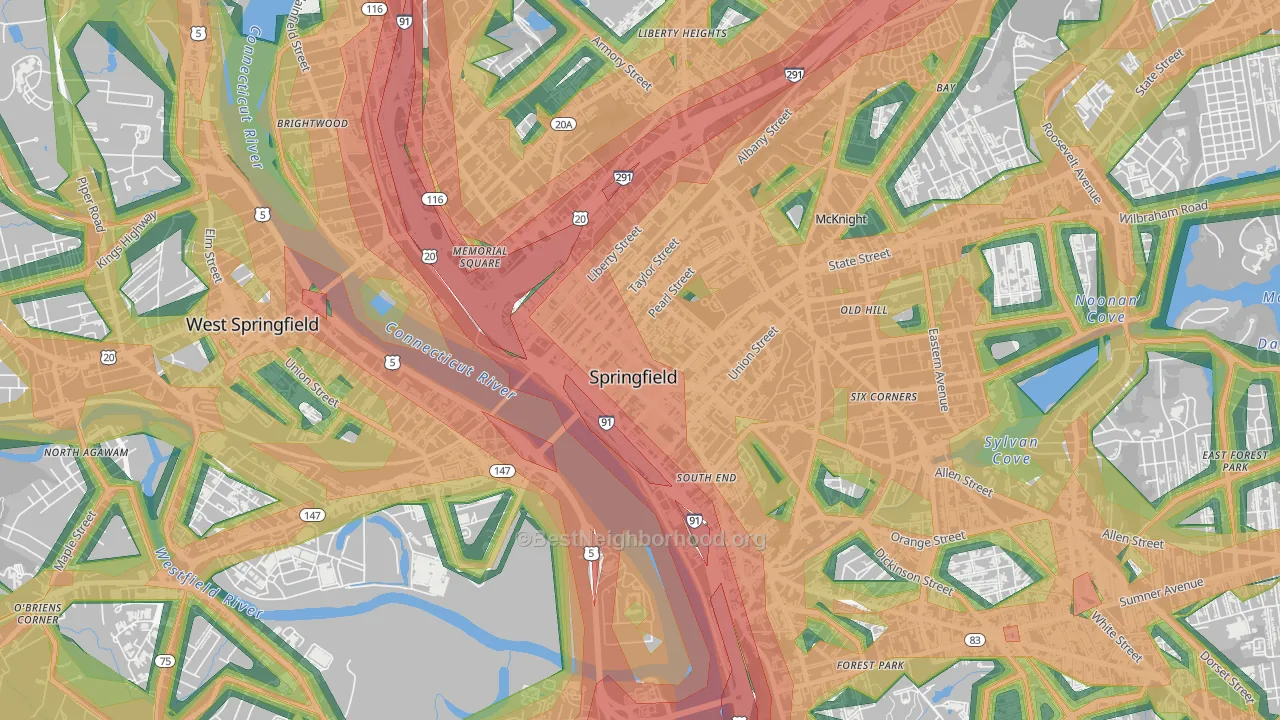 01103, MA Map of Noise Levels in 01103