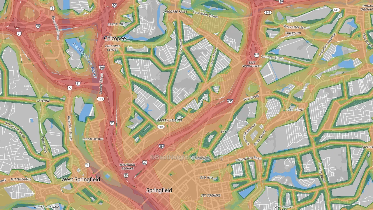 01104, MA Map of Noise Levels in 01104