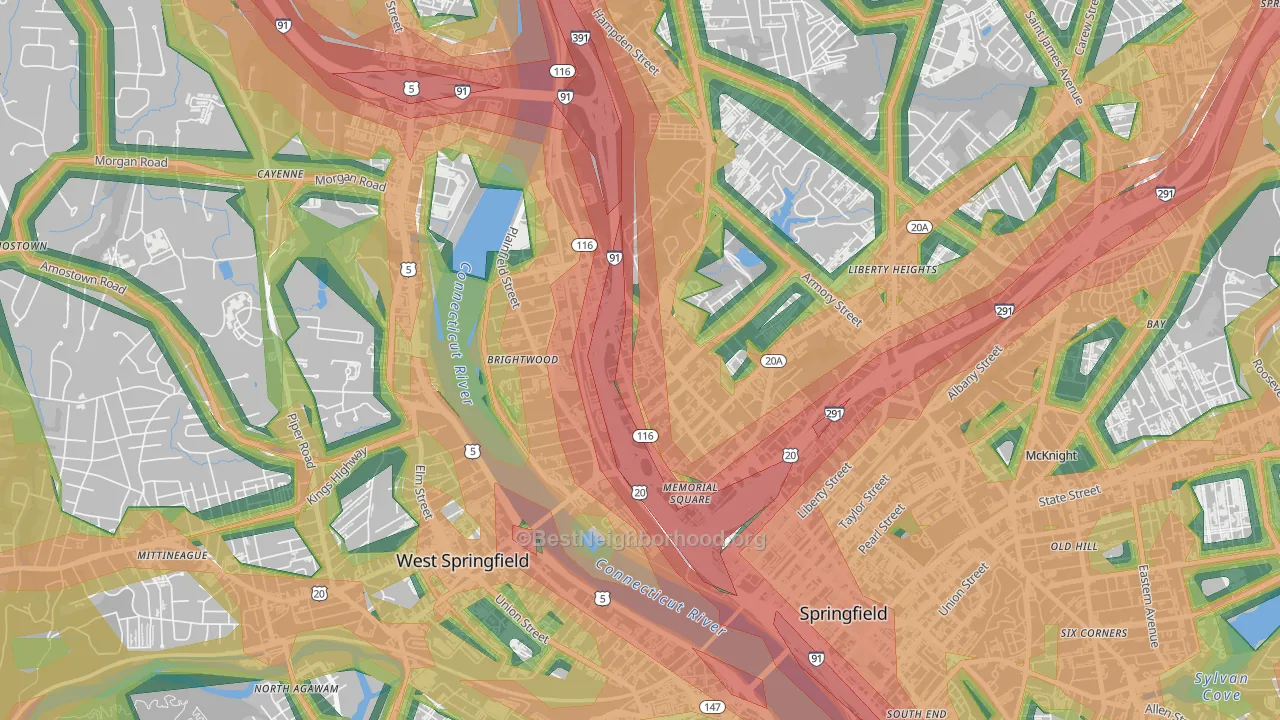 01107, MA Map of Noise Levels in 01107