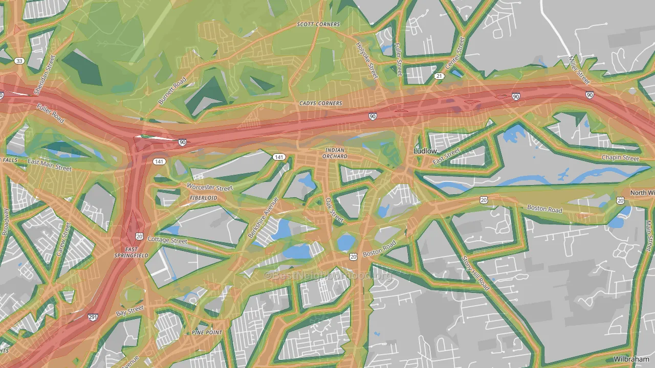 01151, MA Map of Noise Levels in 01151
