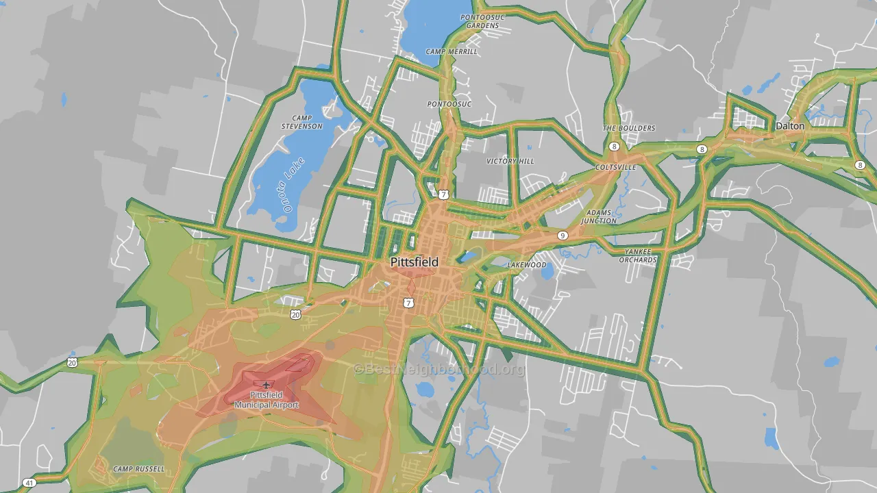 01201, MA Map of Noise Levels in 01201