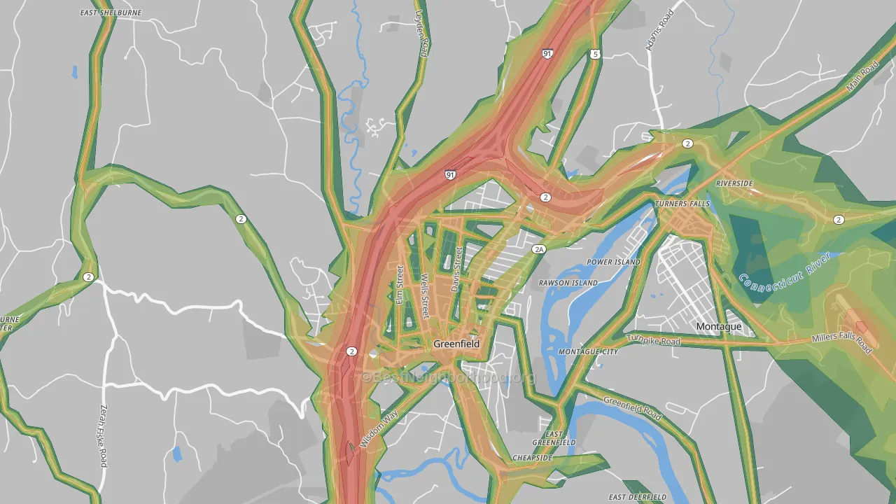01301, MA Map of Noise Levels in 01301