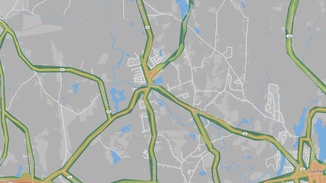 01436, MA Map of Noise Levels in 01436