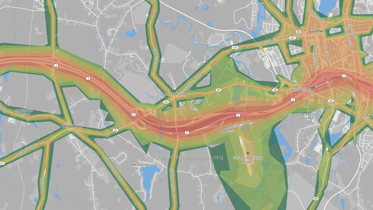01438, MA Map of Noise Levels in 01438