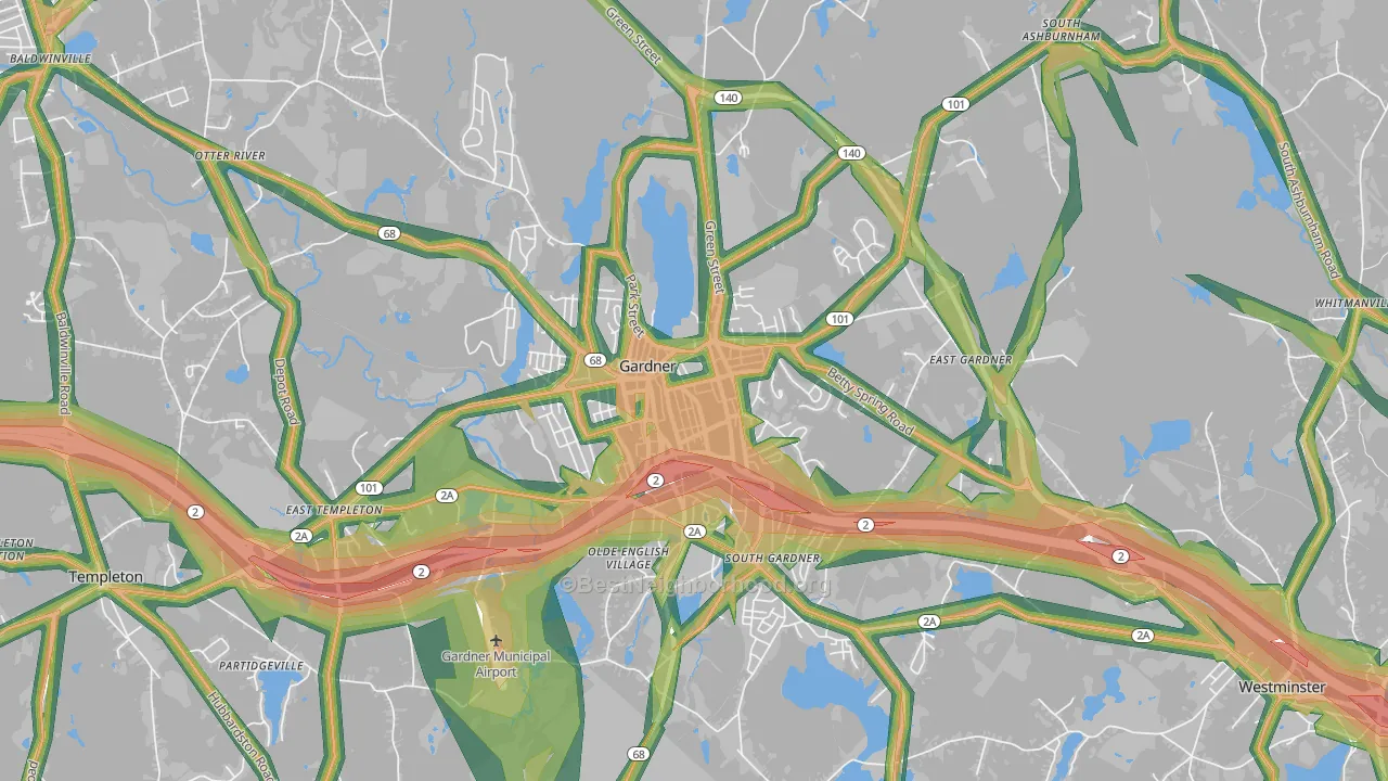 01440, MA Map of Noise Levels in 01440