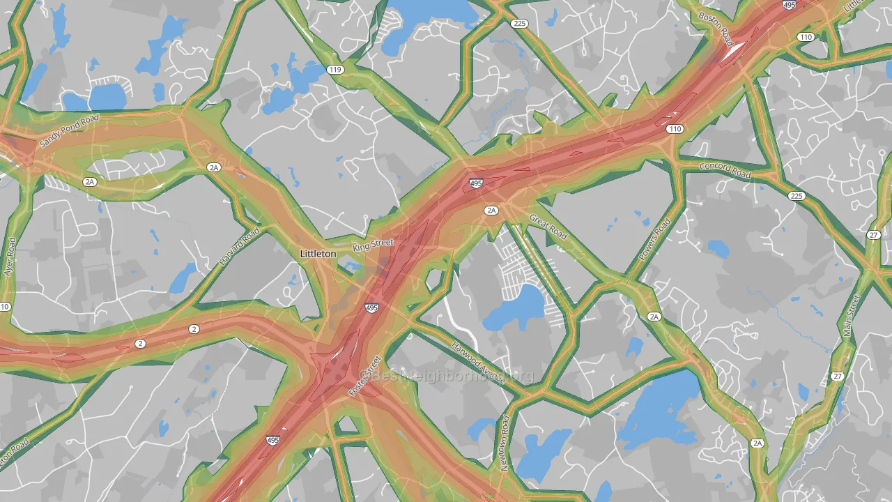 01460, MA Map of Noise Levels in 01460