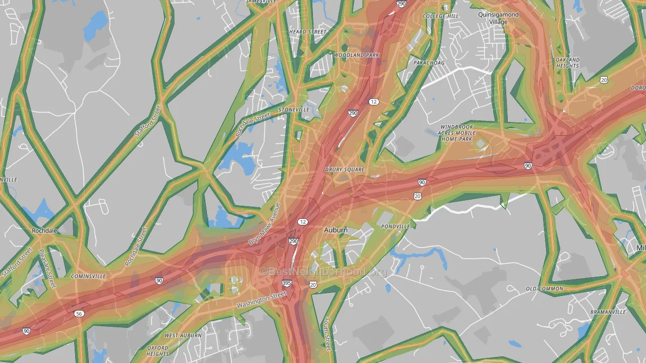 01501, MA Map of Noise Levels in 01501