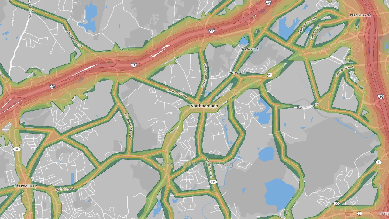 01532, MA Map of Noise Levels in 01532