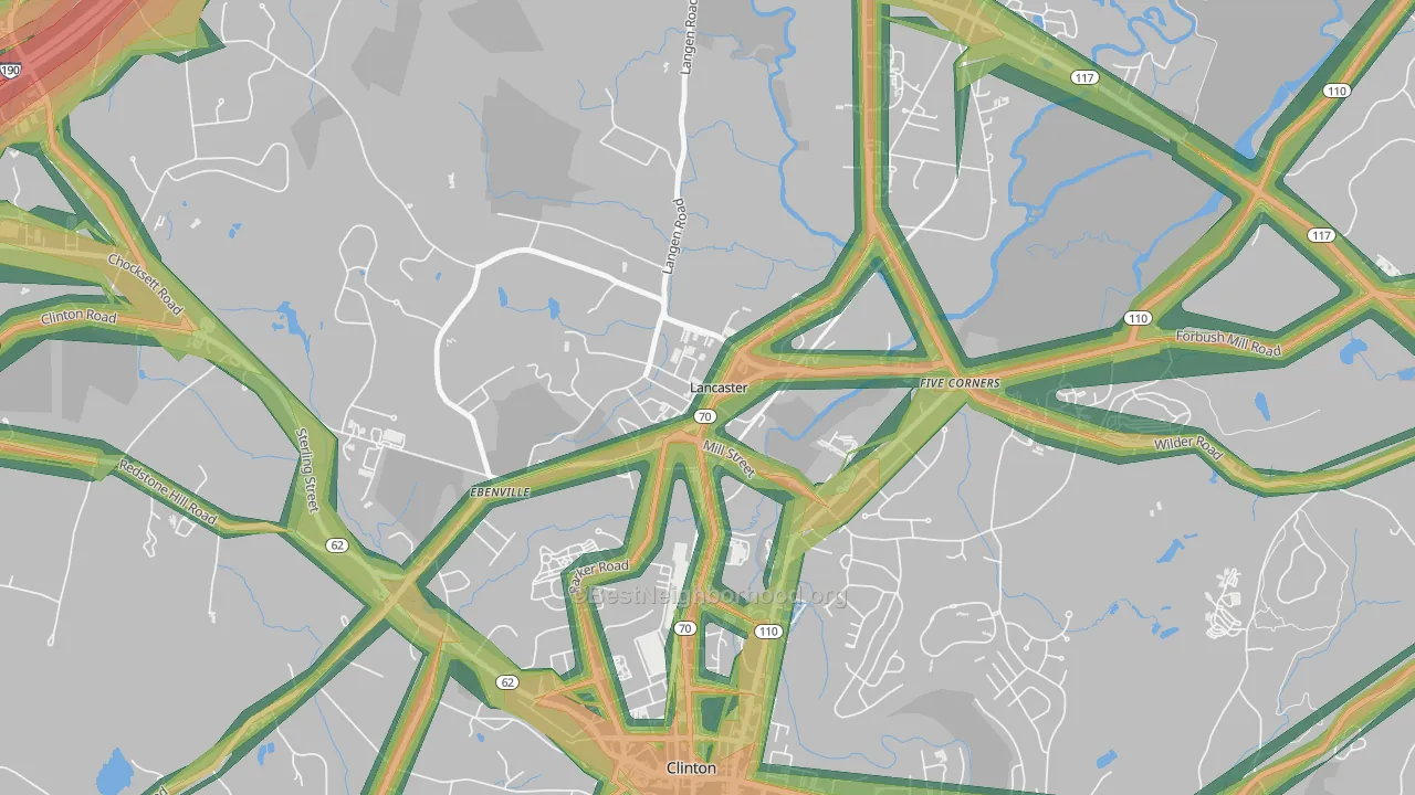 01561, MA Map of Noise Levels in 01561