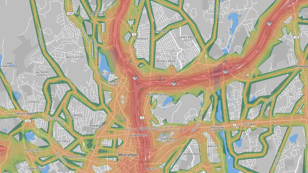 01605, MA Map of Noise Levels in 01605