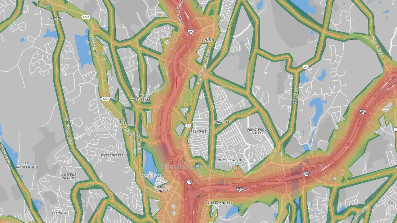 01606, MA Map of Noise Levels in 01606