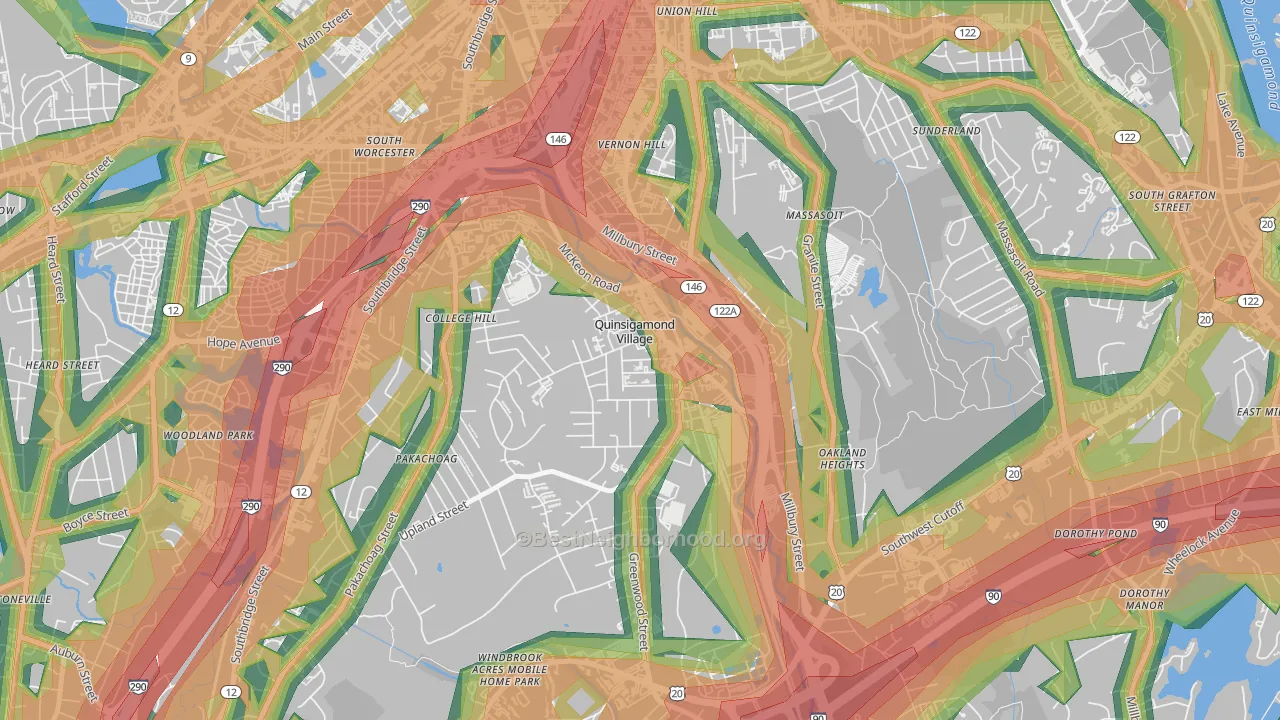 01607, MA Map of Noise Levels in 01607