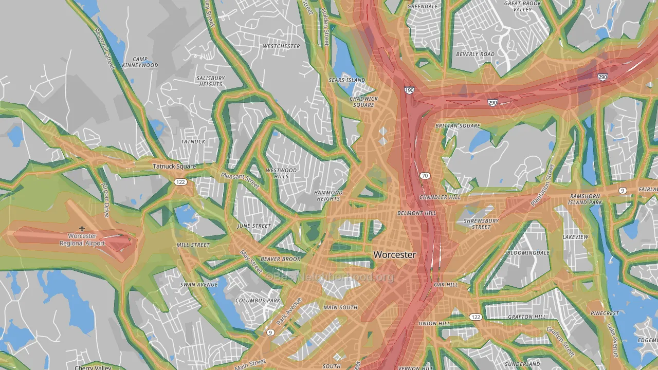 01609, MA Map of Noise Levels in 01609