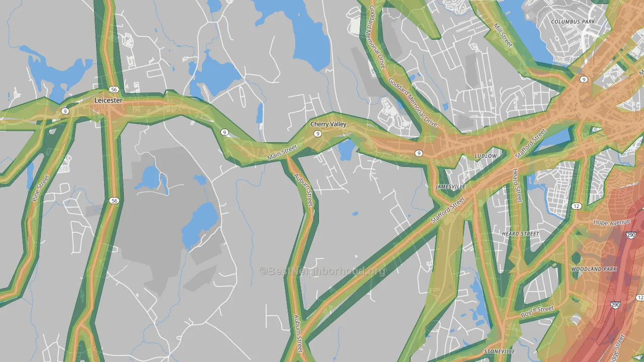 01611, MA Map of Noise Levels in 01611