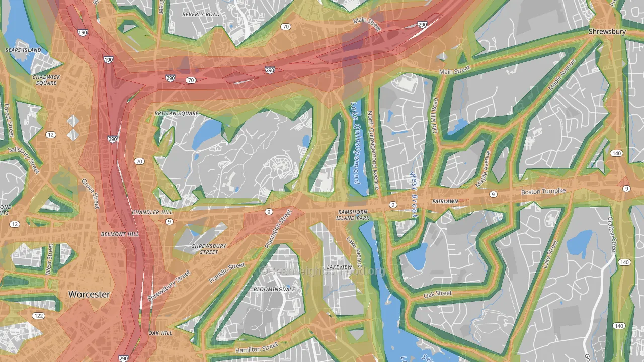 01655, MA Map of Noise Levels in 01655