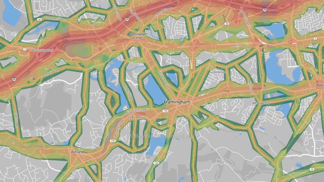 01702, MA Map of Noise Levels in 01702