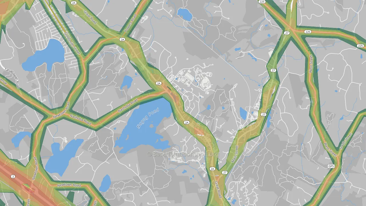01718, MA Map of Noise Levels in 01718