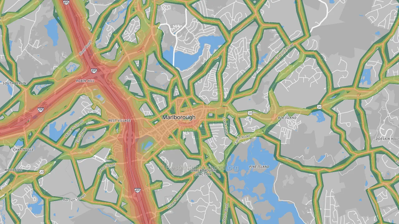 01752, MA Map of Noise Levels in 01752