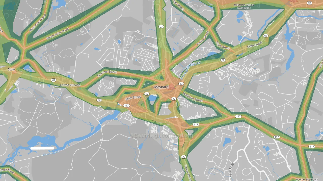 01754, MA Map of Noise Levels in 01754