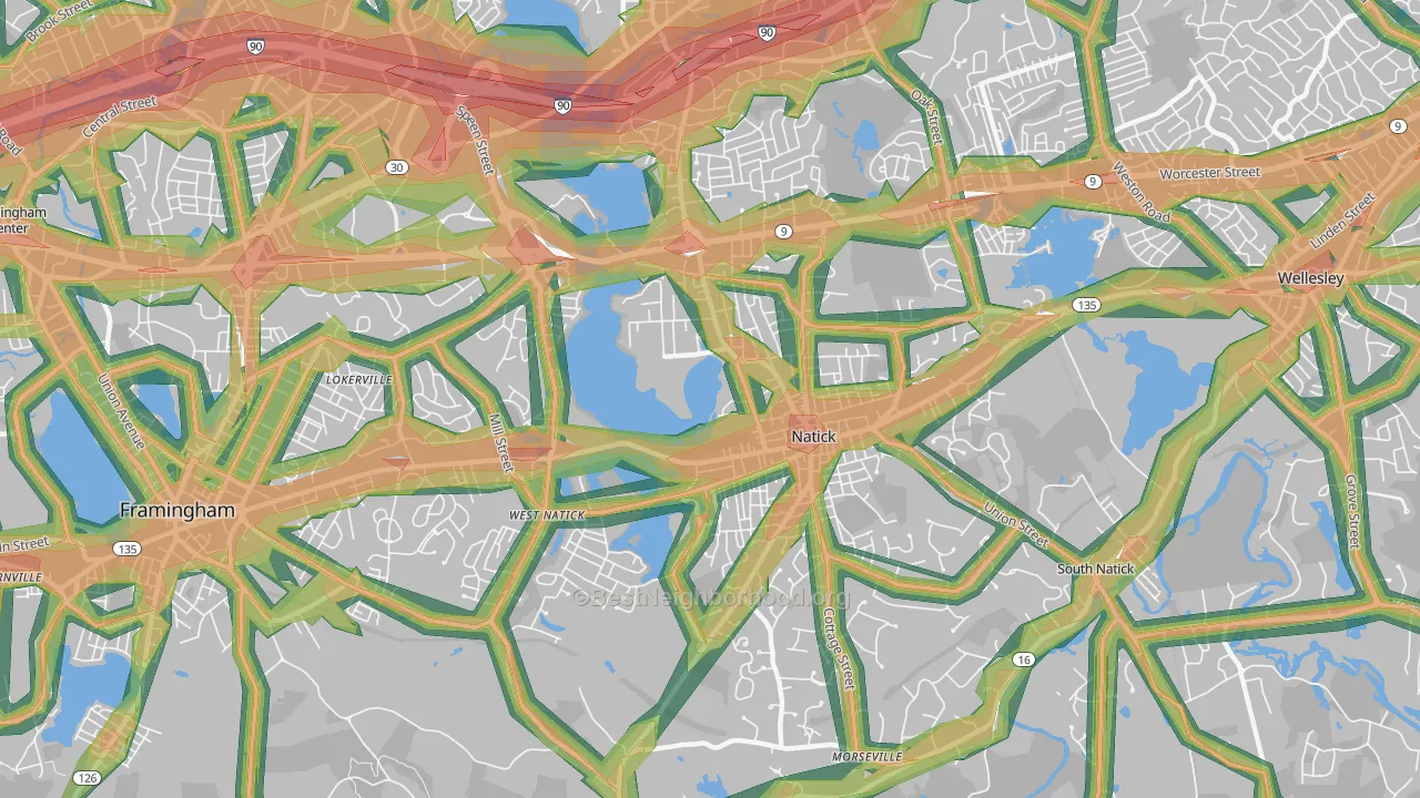 01760, MA Map of Noise Levels in 01760