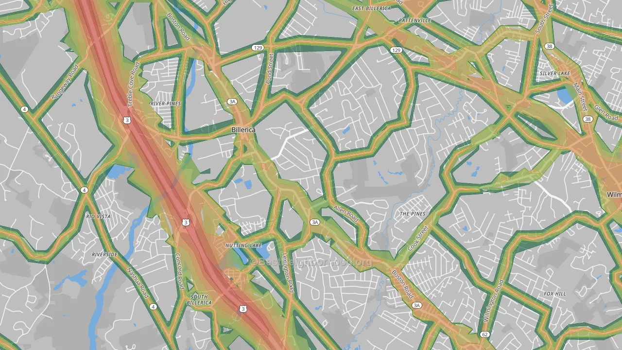 01821, MA Map of Noise Levels in 01821