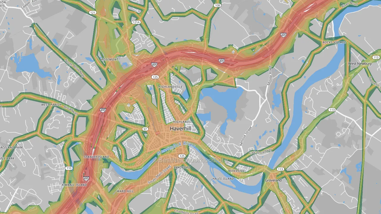 01830, MA Map of Noise Levels in 01830