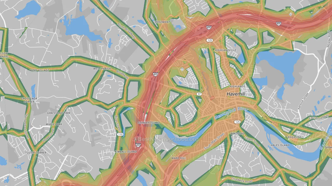 01832, MA Map of Noise Levels in 01832