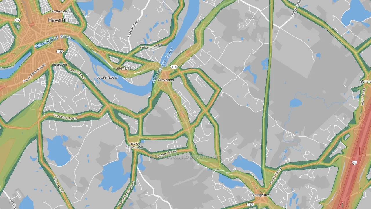 01834, MA Map of Noise Levels in 01834