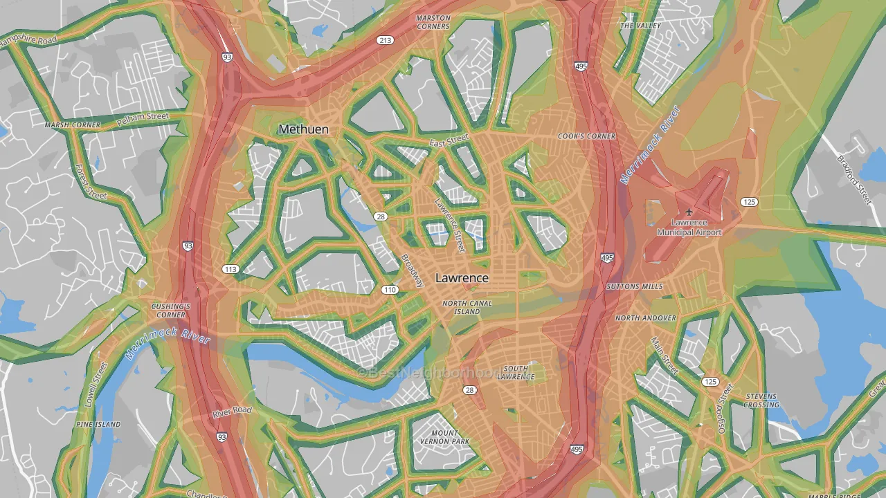 01841, MA Map of Noise Levels in 01841