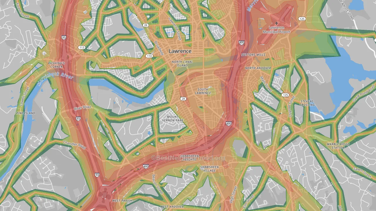 01843, MA Map of Noise Levels in 01843