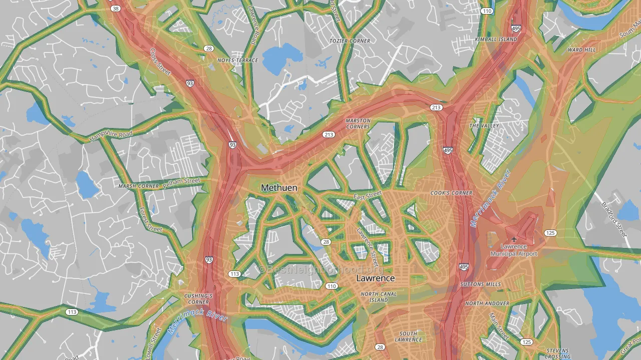 01844, MA Map of Noise Levels in 01844