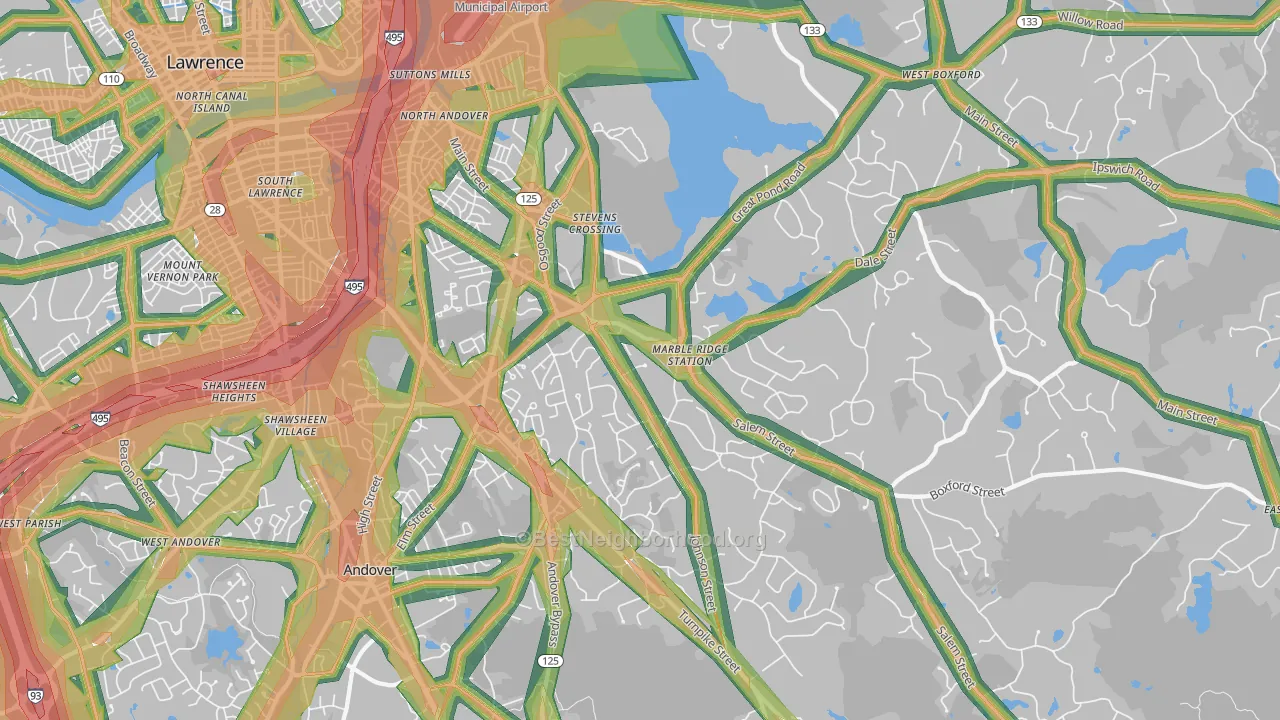 01845, MA Map of Noise Levels in 01845