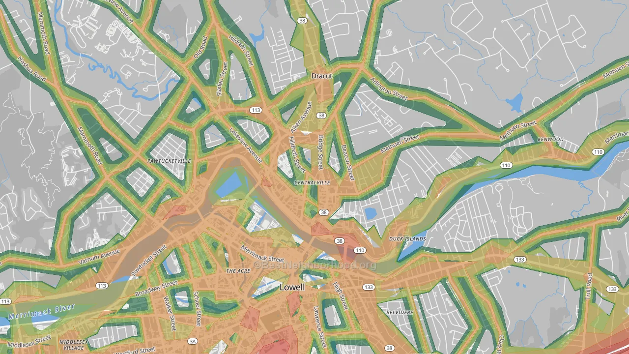 01850, MA Map of Noise Levels in 01850