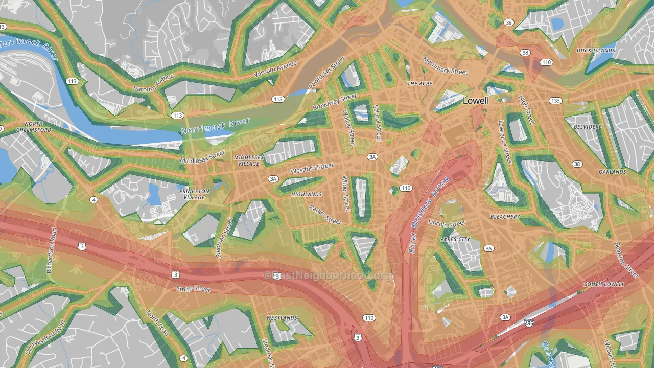 01851, MA Map of Noise Levels in 01851