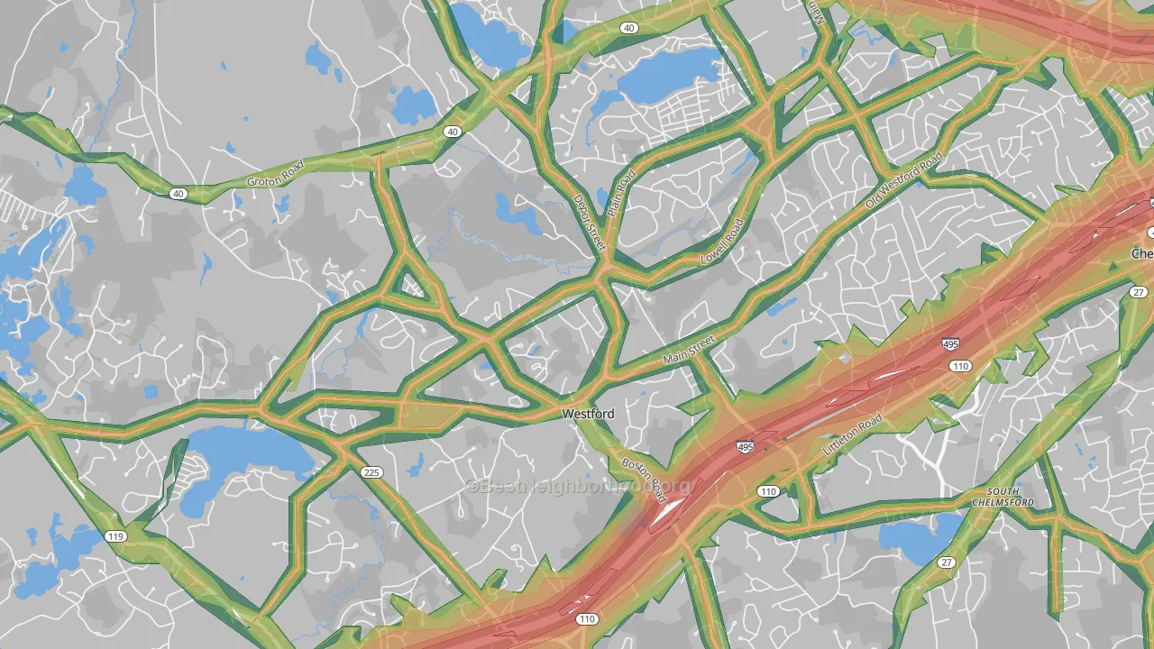 01886, MA Map of Noise Levels in 01886