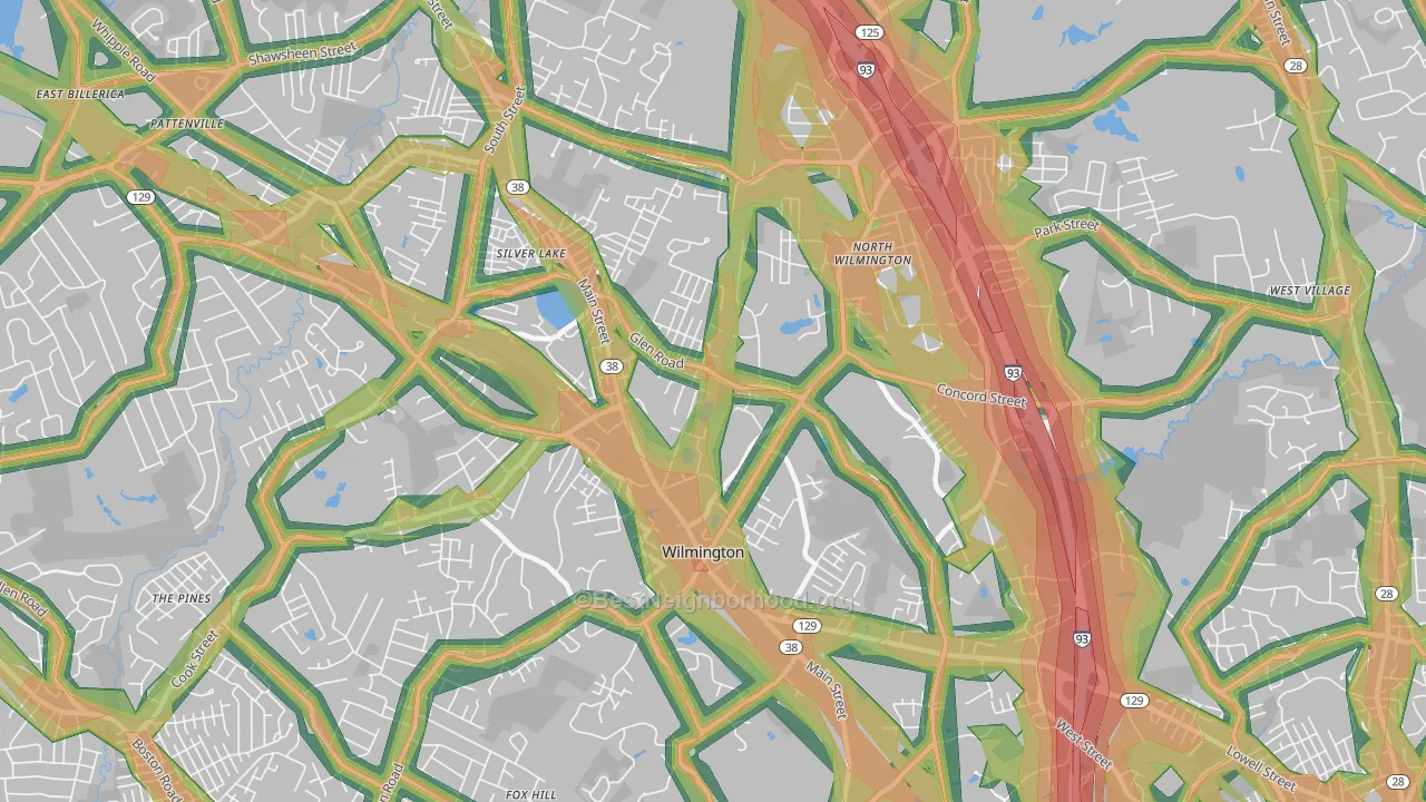 01887, MA Map of Noise Levels in 01887