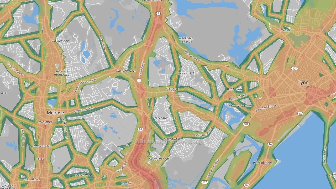 01906, MA Map of Noise Levels in 01906
