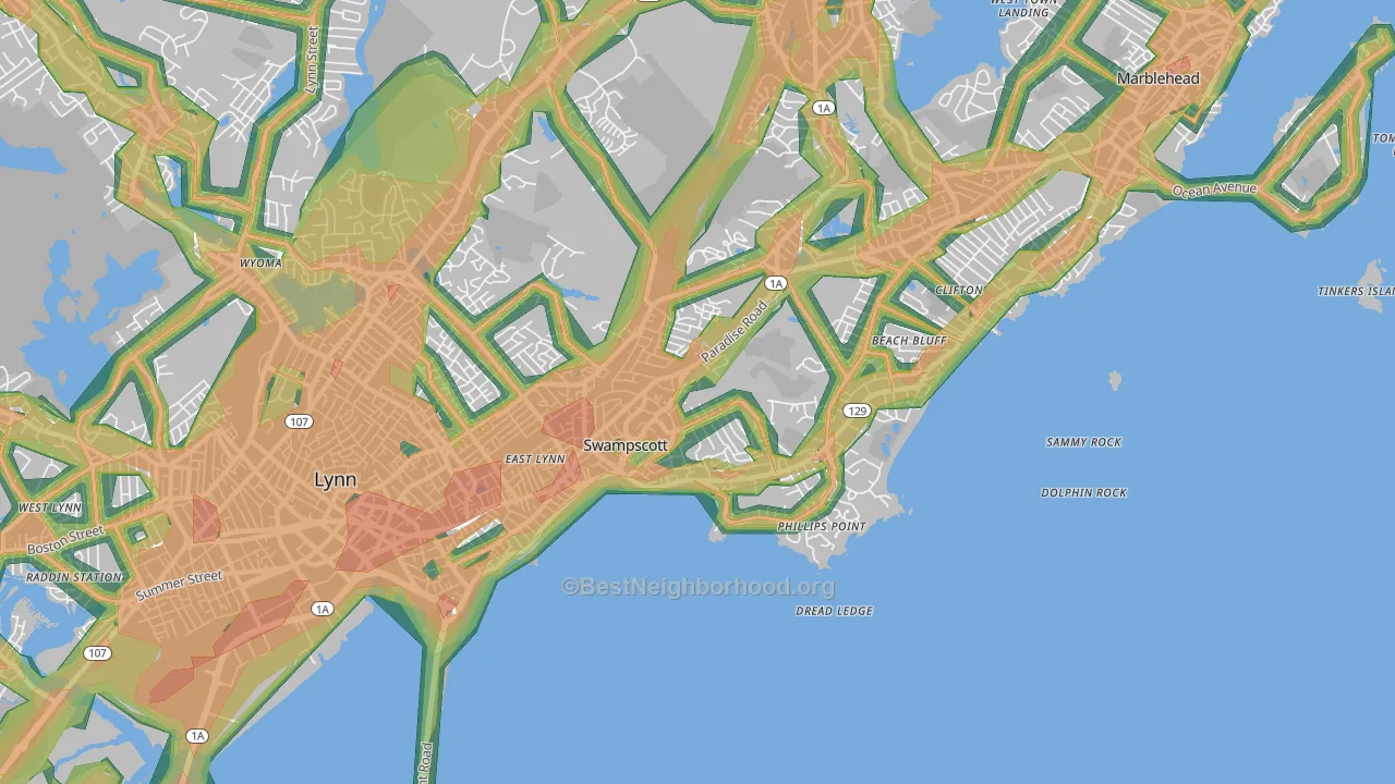 01907, MA Map of Noise Levels in 01907