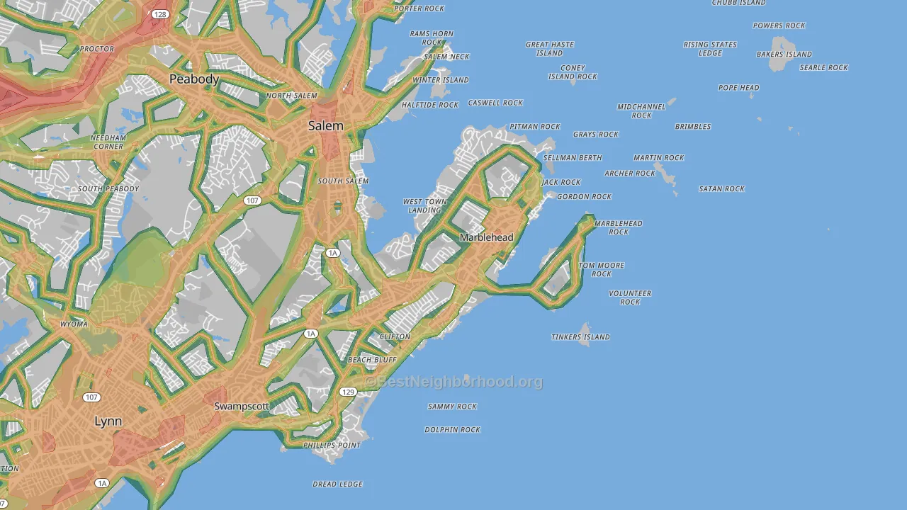 01945, MA Map of Noise Levels in 01945