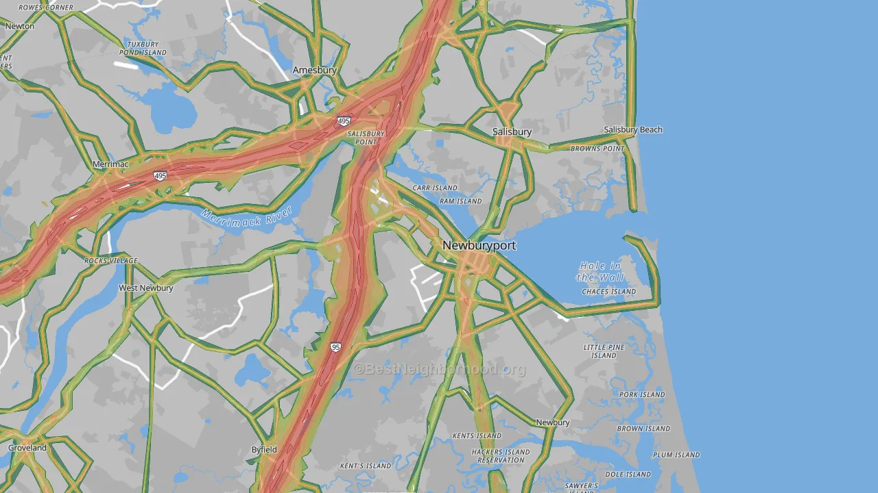 01950, MA Map of Noise Levels in 01950