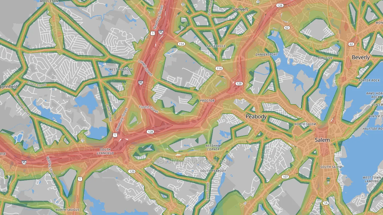 01960, MA Map of Noise Levels in 01960