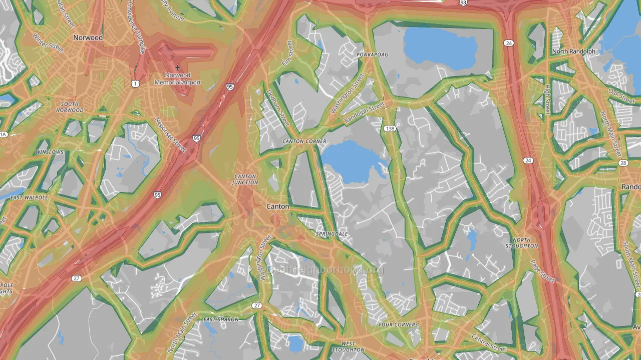 02021, MA Map of Noise Levels in 02021