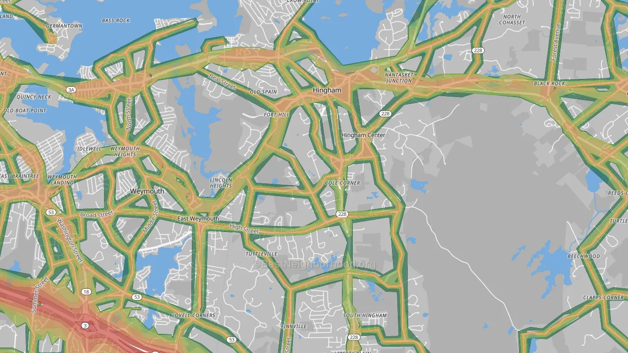 02043, MA Map of Noise Levels in 02043