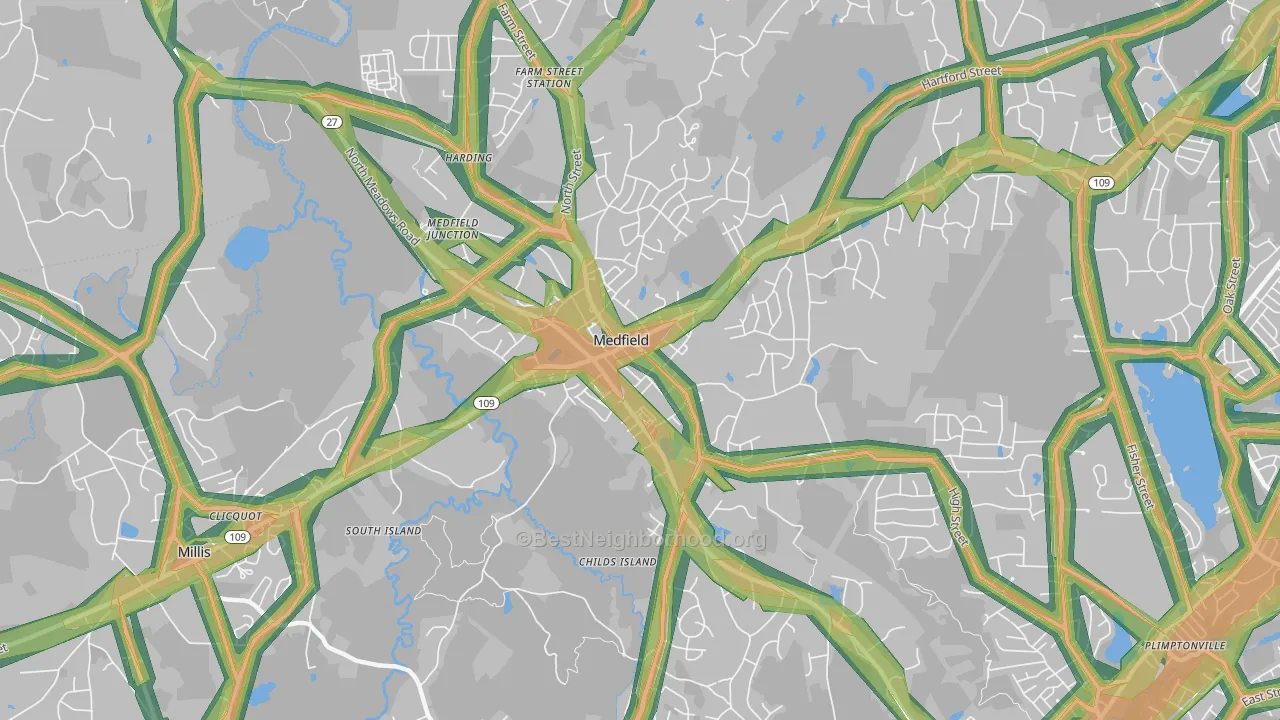 02052, MA Map of Noise Levels in 02052