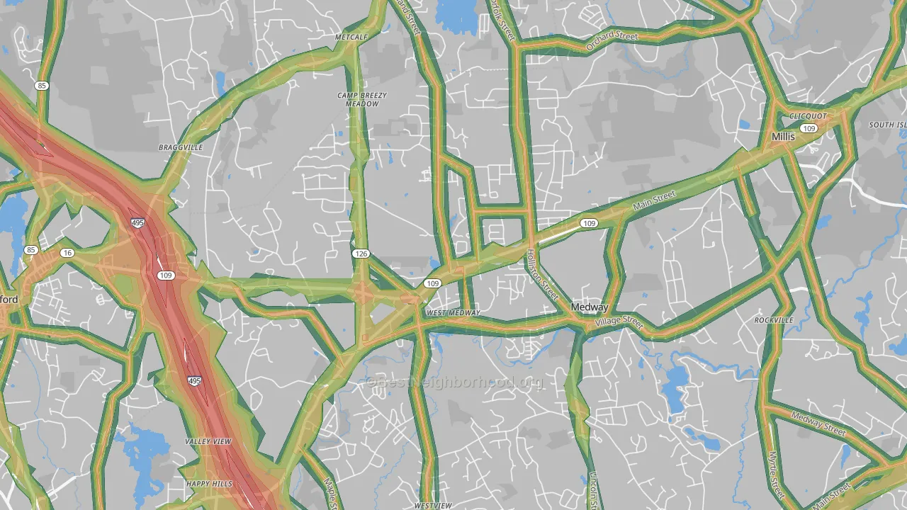 02053, MA Map of Noise Levels in 02053