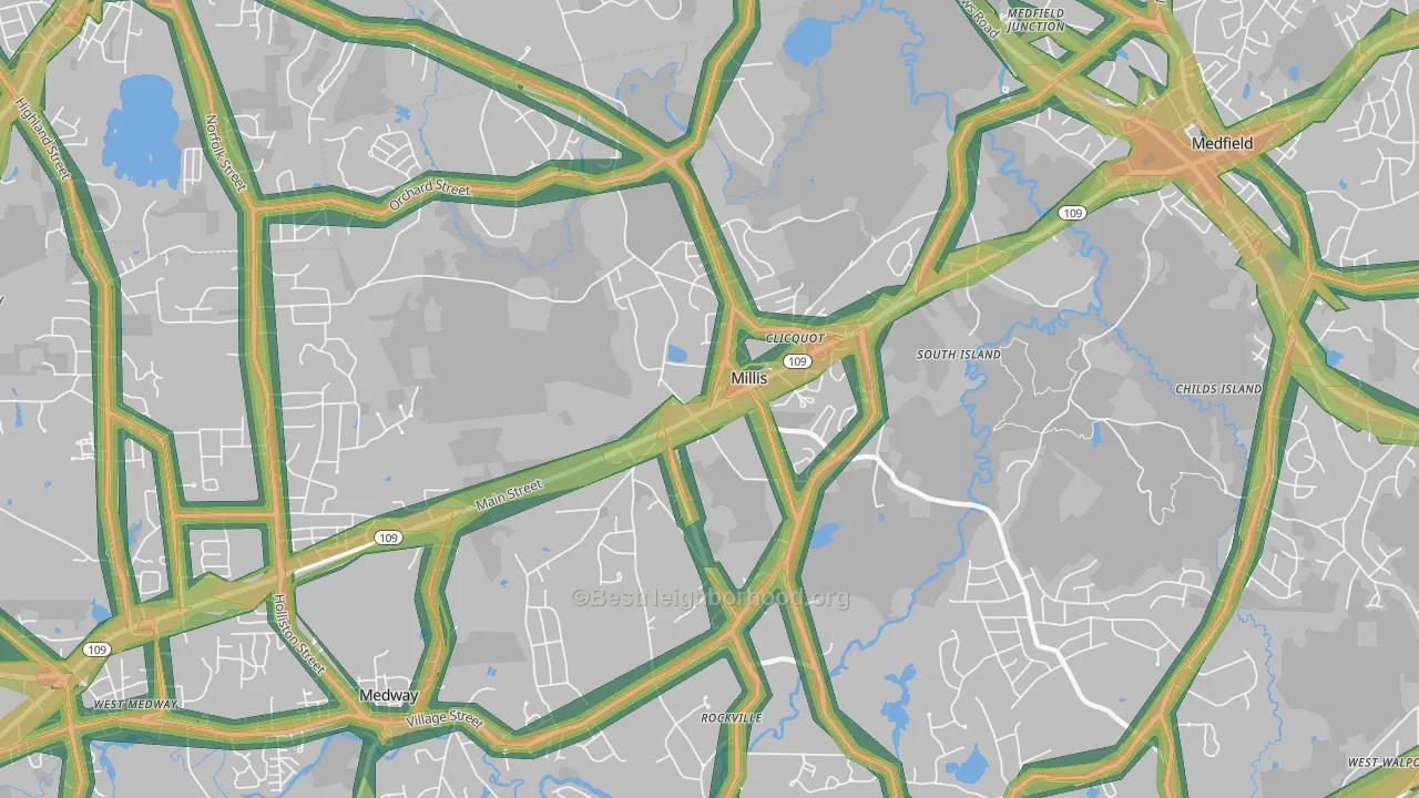 02054, MA Map of Noise Levels in 02054