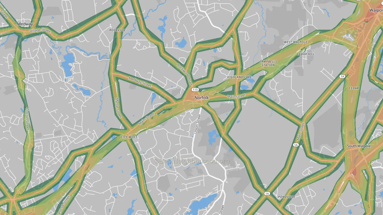 02056, MA Map of Noise Levels in 02056