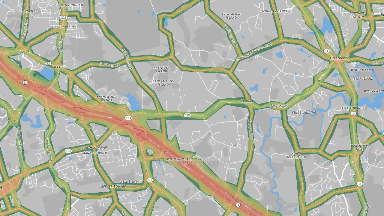 02061, MA Map of Noise Levels in 02061