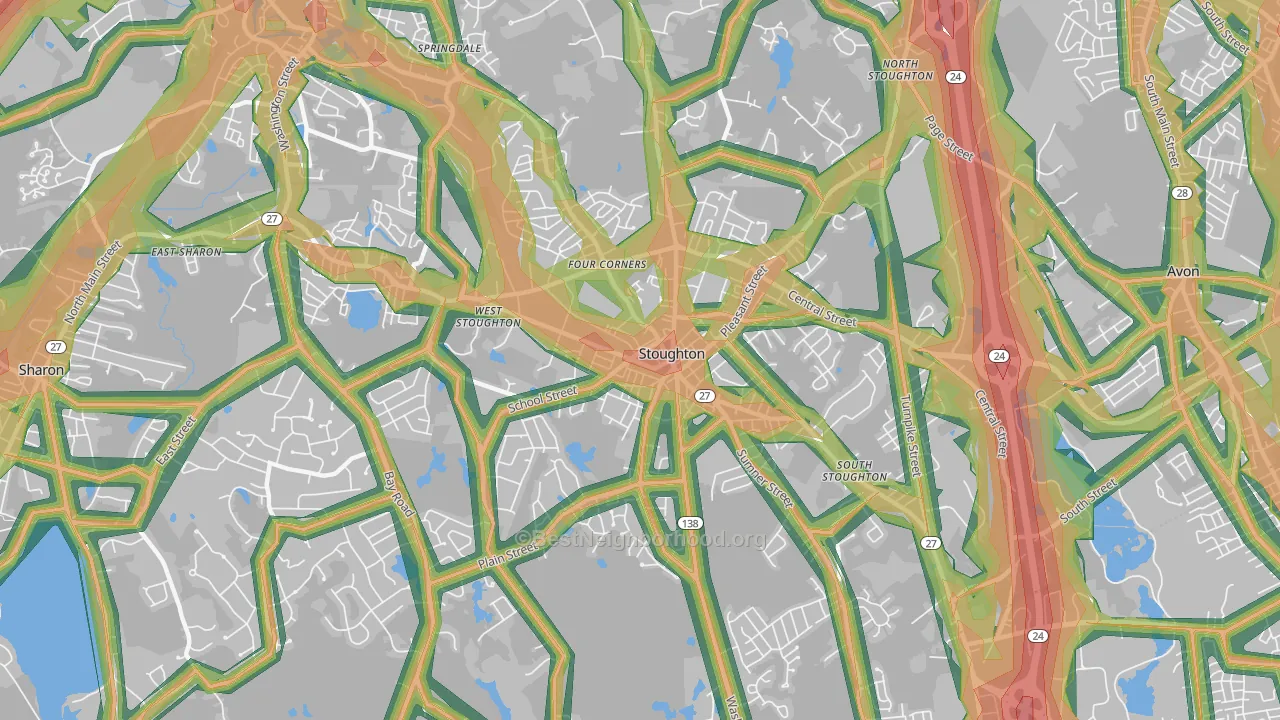 02072, MA Map of Noise Levels in 02072
