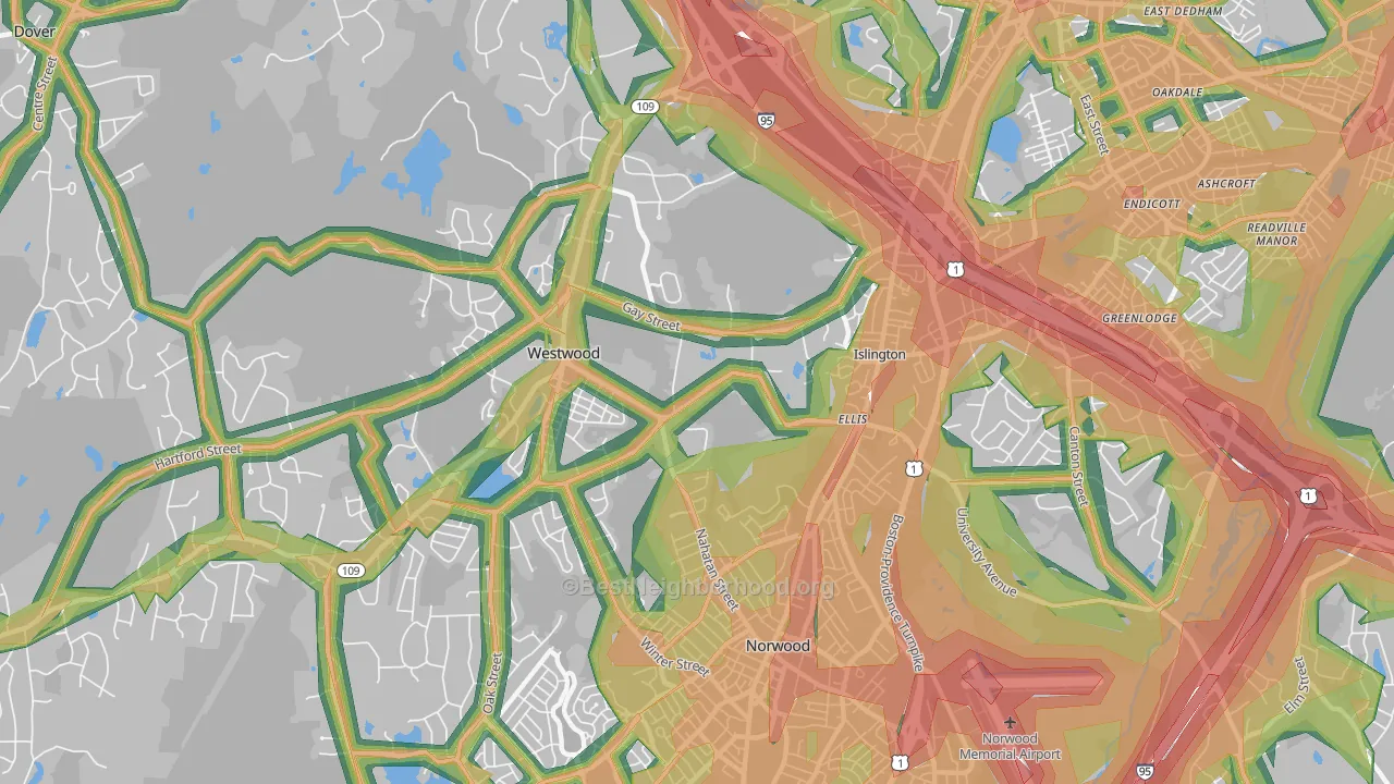 02090, MA Map of Noise Levels in 02090